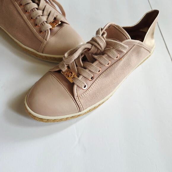 Michael Michael Kors Pink Canvas Espadrille Sneakers Lace Up Womens Size 9M - Picture 10 of 14